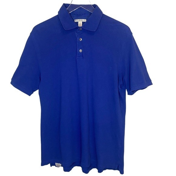 PETER MILLAR Tailored Fit Men's M 100% Pima‎ Cotton Polo Shirt Short Sleeve Blue - Picture 1 of 3